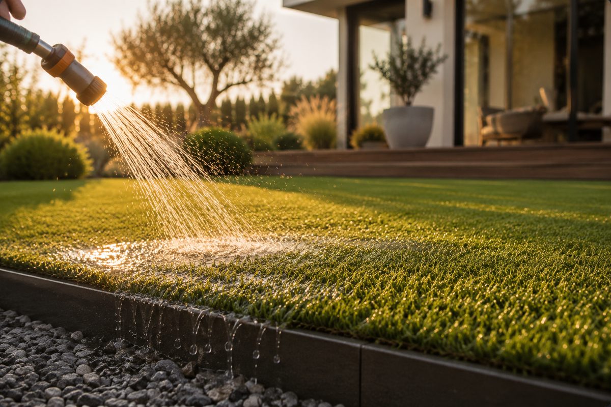 Rinsing the lawn, water draining straight through